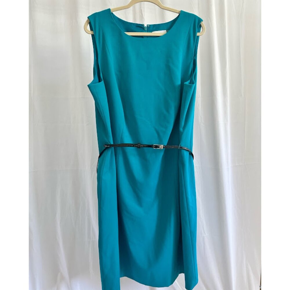 Women’s Teal Sheath Dress with Belt